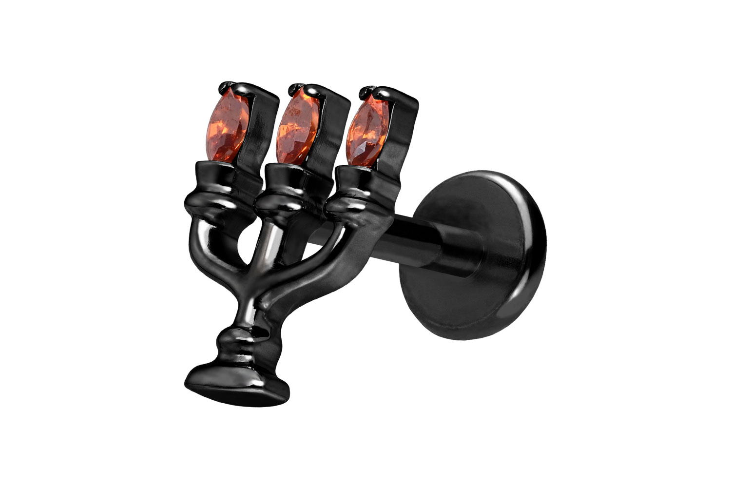 Titan Labret Piercing mit Push Fit KERZENLEUCHTER